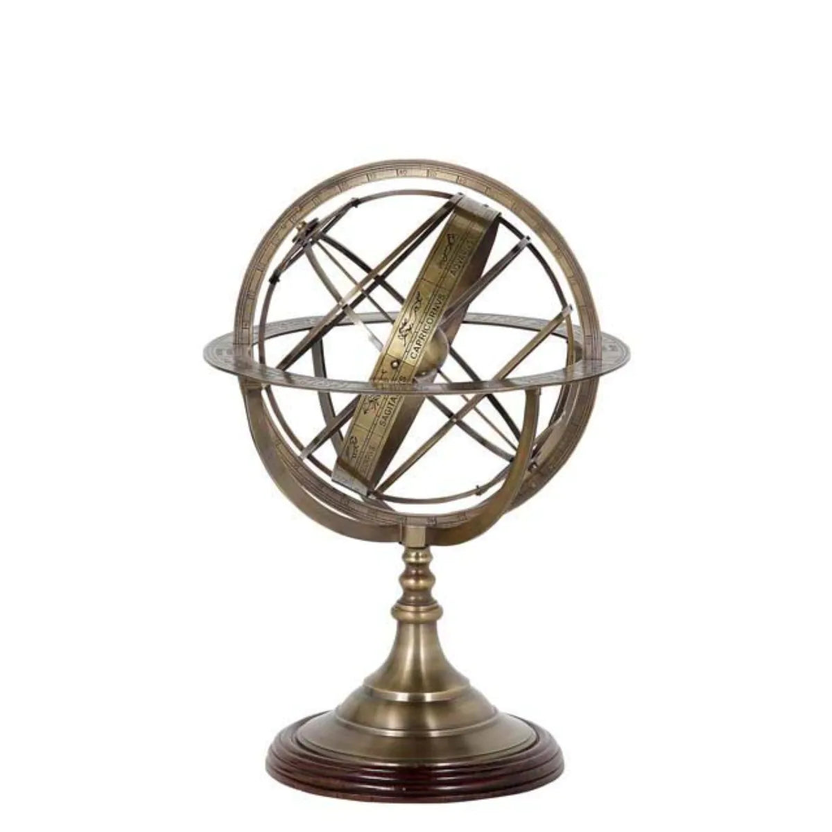 Zodiac Globe Sculpture | Antique Brass