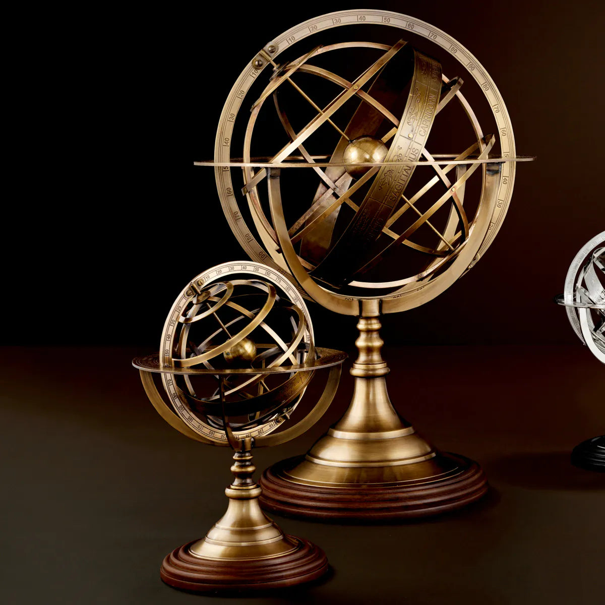 Zodiac Globe Sculpture | Antique Brass