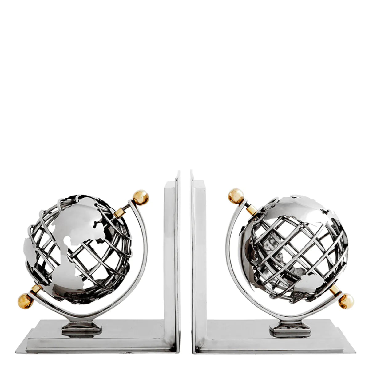 Globe Bookends | Polished Nickel