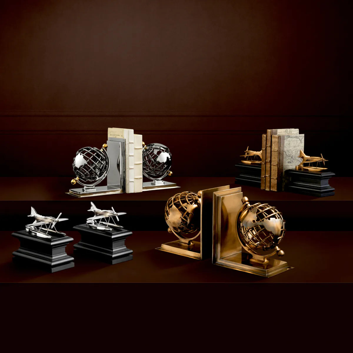 Globe Bookends | Polished Nickel