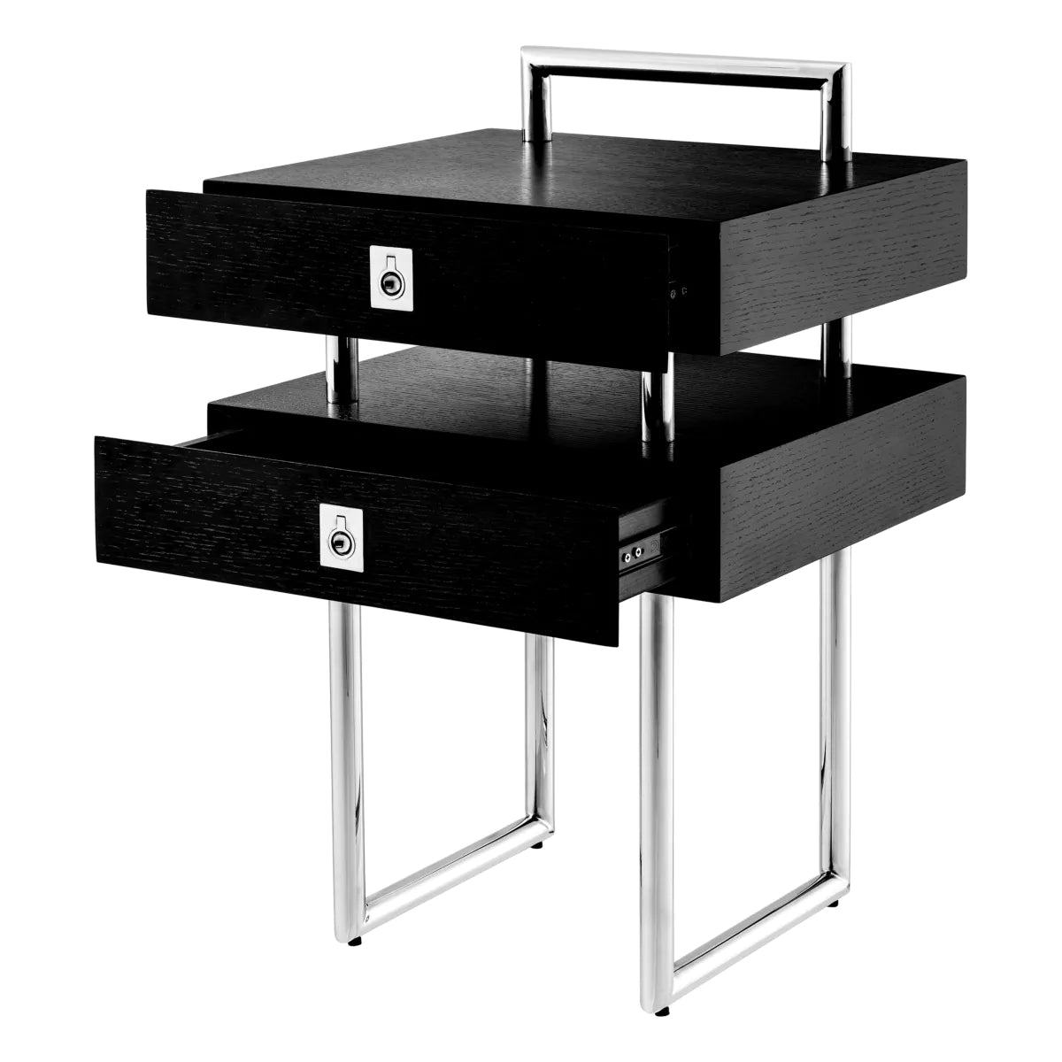 Bedini Oak Nightstand | Chrome