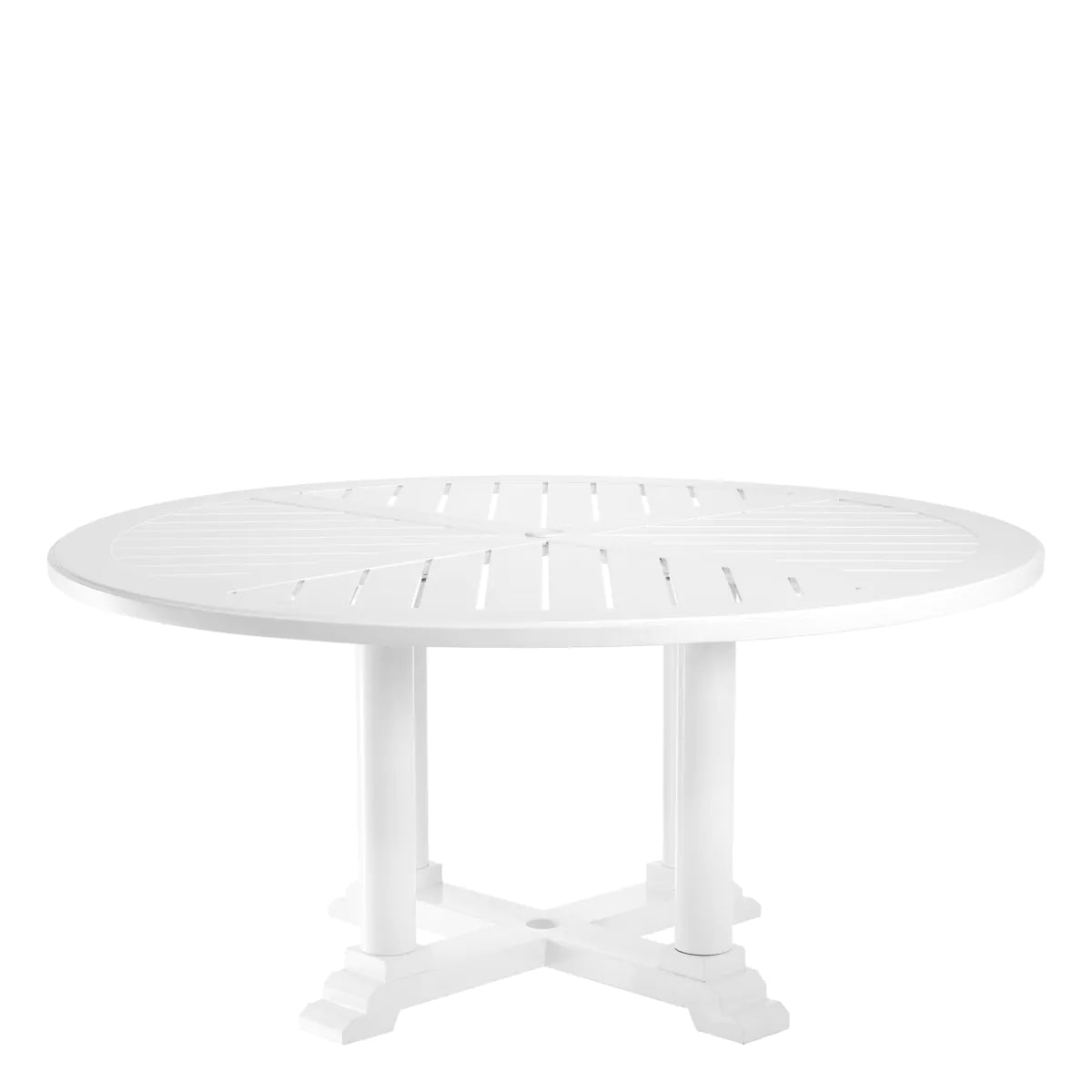 Bell Rive Round Dining Table | White Aluminum