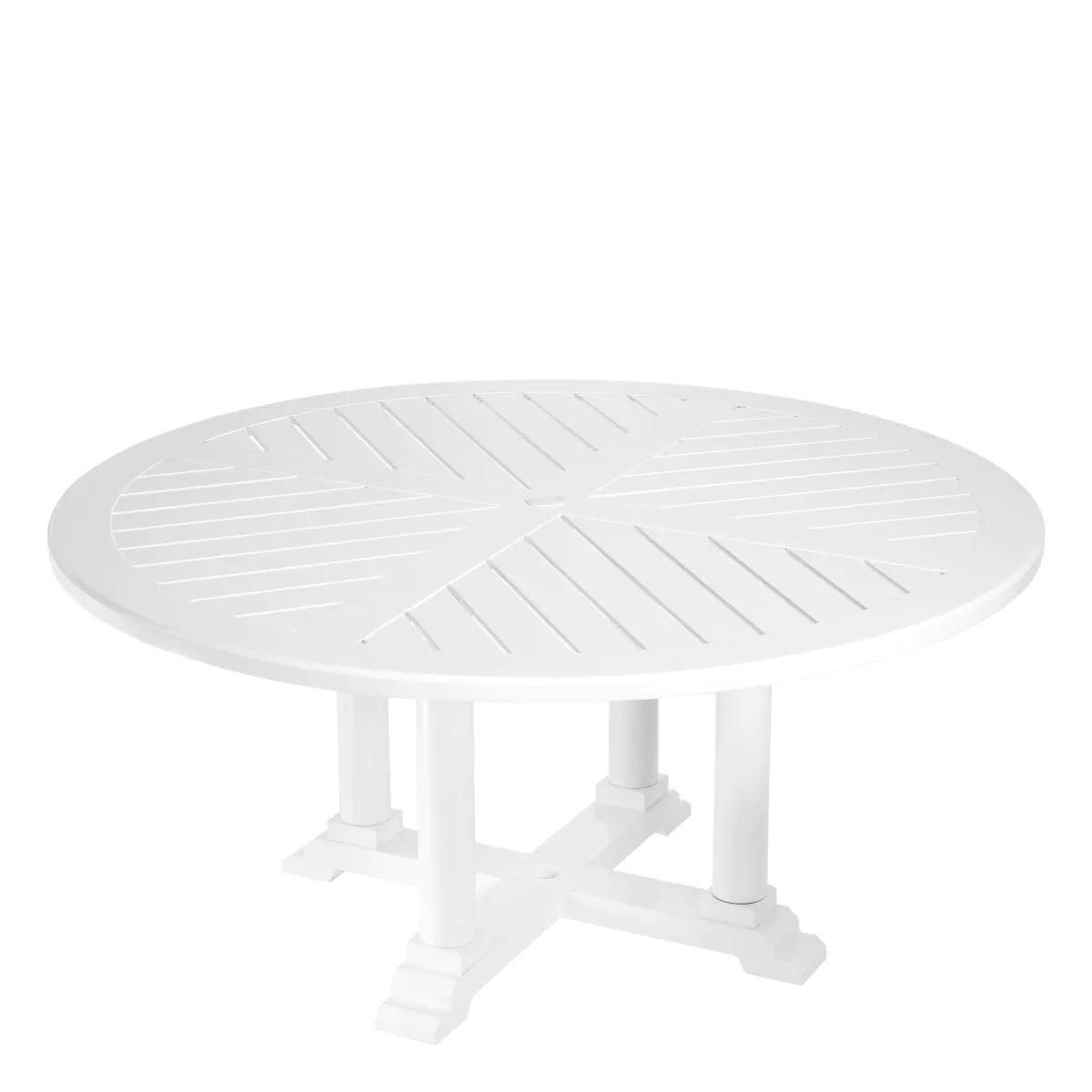 Bell Rive Round Dining Table | White Aluminum