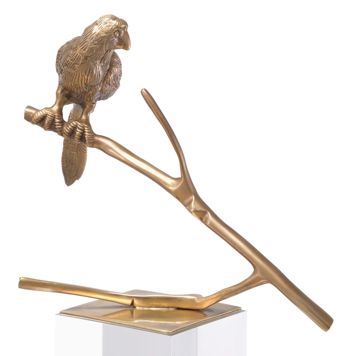 Perched Birds Sculpture Pair | Brass