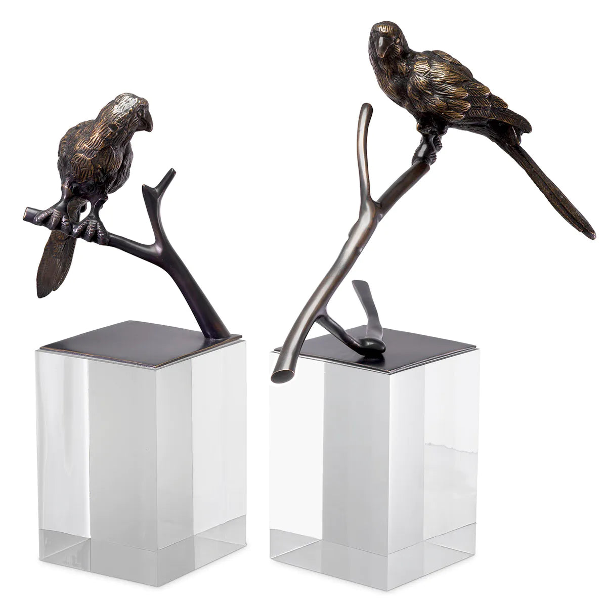 Perched Birds Sculpture Pair | Bronze