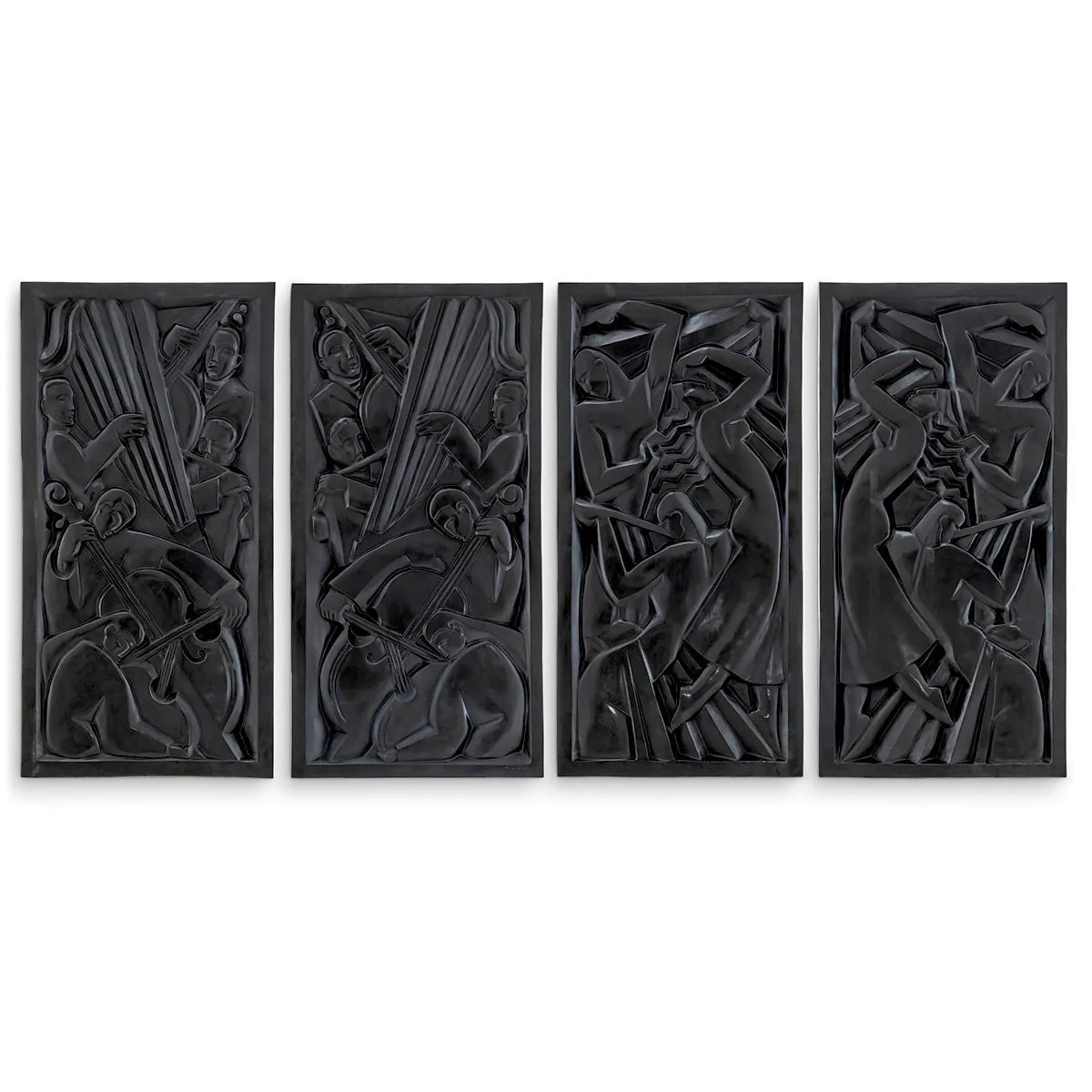 Bronze Art Deco Relief Panels | Set of 4