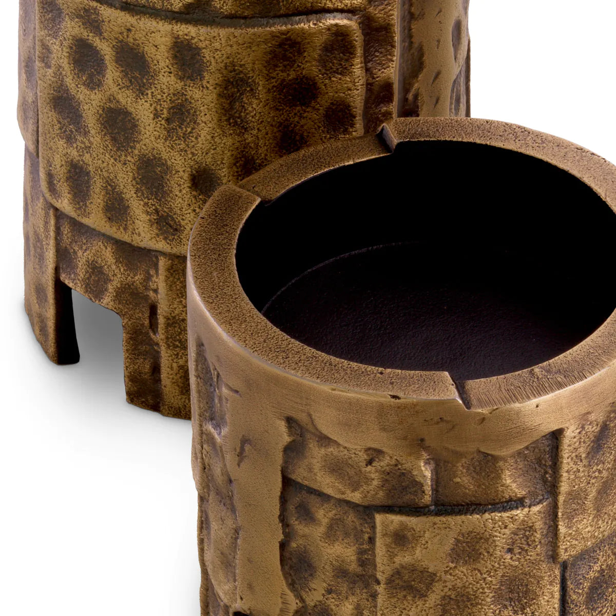 Hammered Brass Candle Holder Set