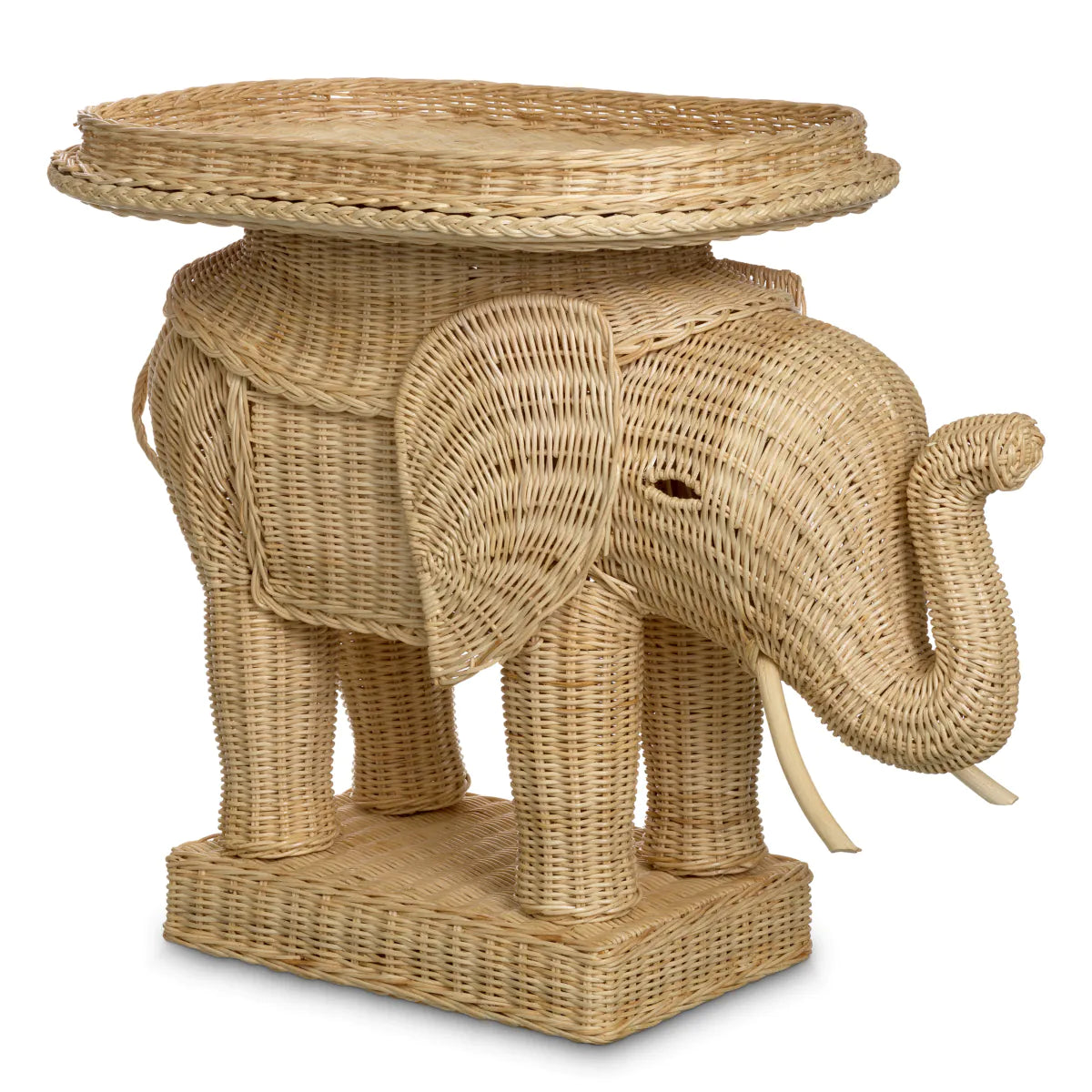 Rattan Elephant Accent Table