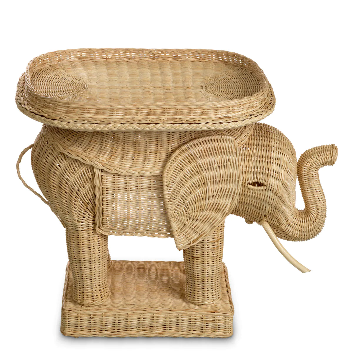 Rattan Elephant Accent Table