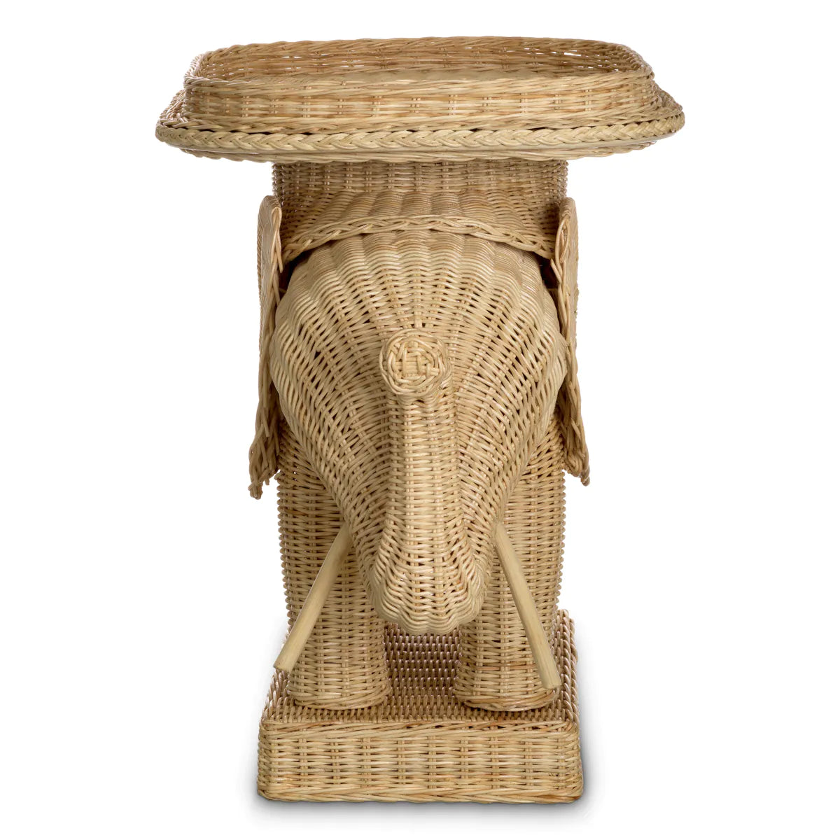 Rattan Elephant Accent Table