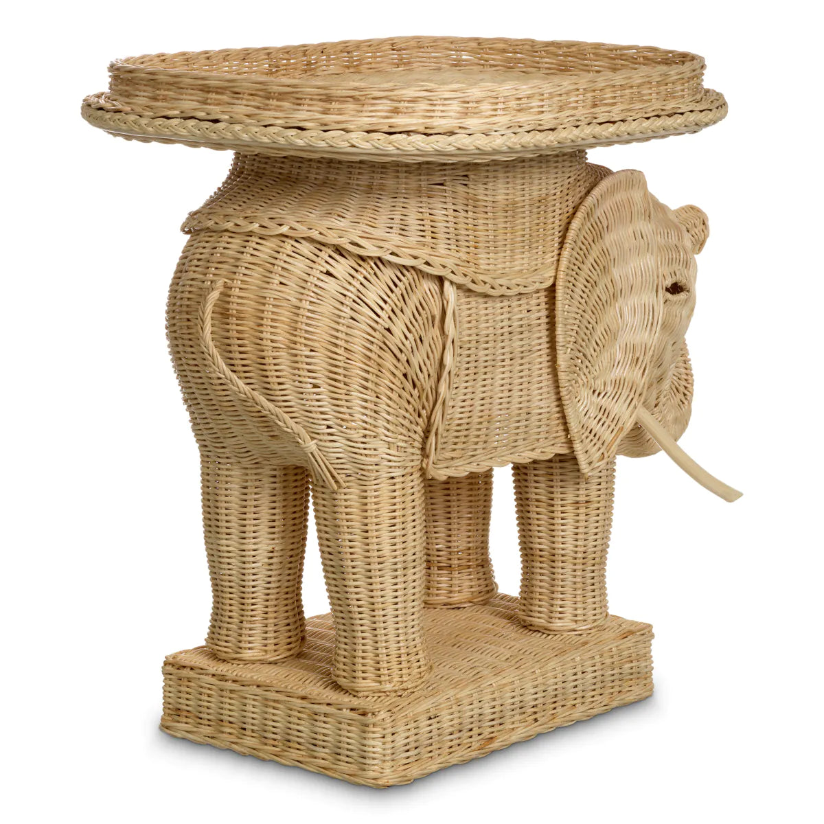 Rattan Elephant Accent Table