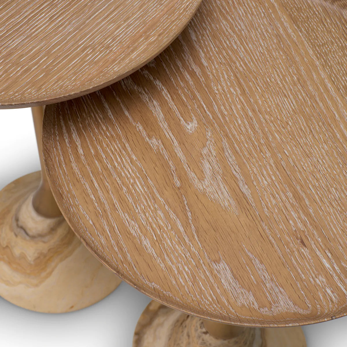 Onyx Marble & Oak Side Tables | Pair of 2