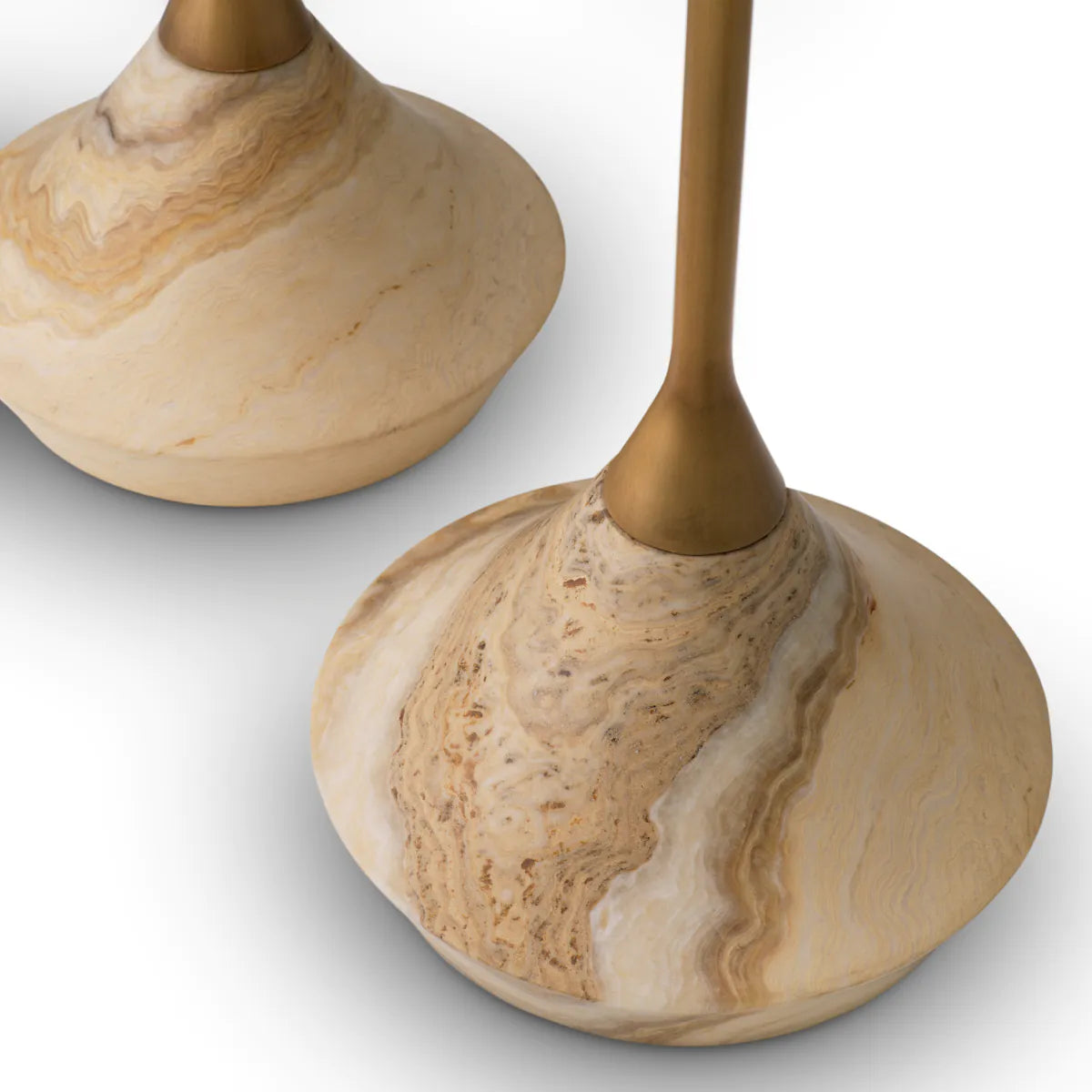 Onyx Marble & Oak Side Tables | Pair of 2