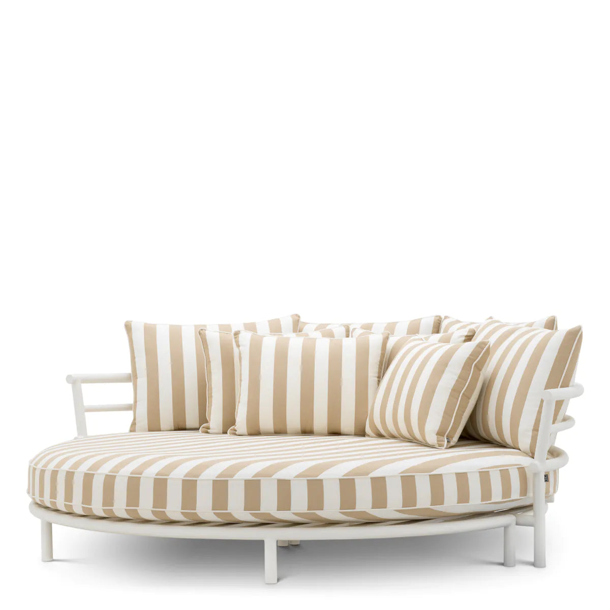 Laguno Round Outdoor Daybed | Beige Stripe