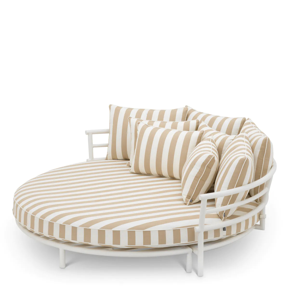 Laguno Round Outdoor Daybed | Beige Stripe