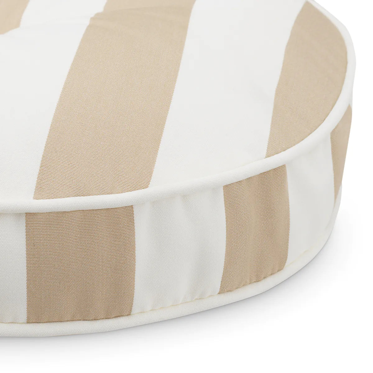 Round Striped Outdoor Pillow | Beige Stripe