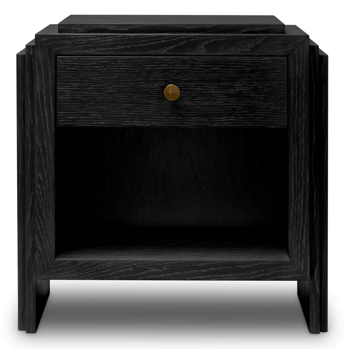 Art Deco Oak Nightstand | Charcoal