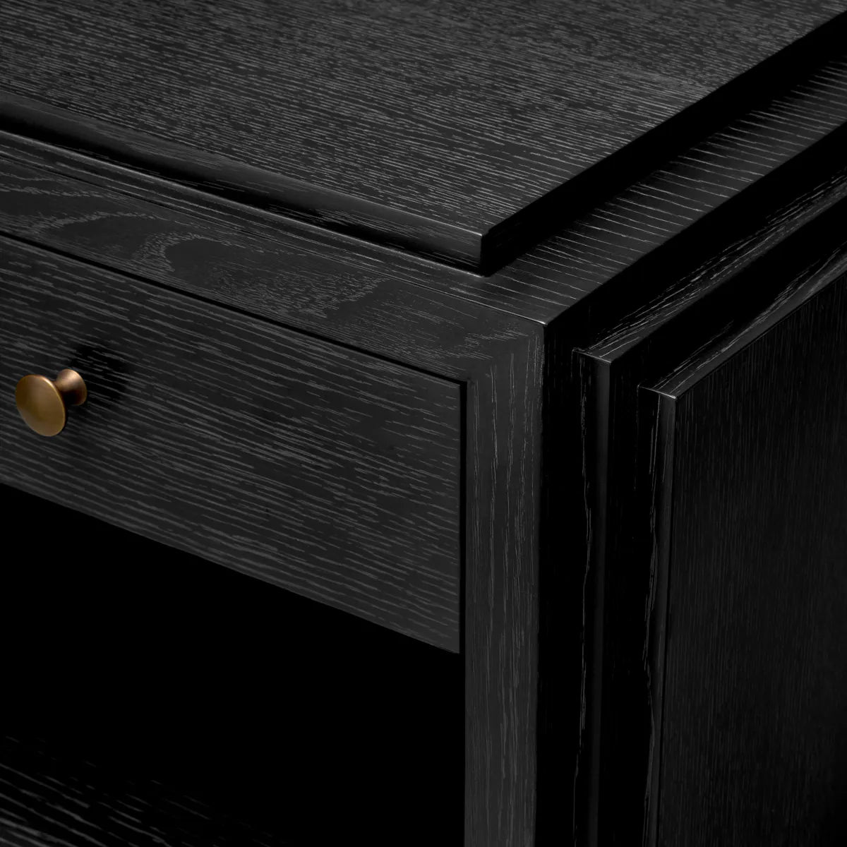Art Deco Oak Nightstand | Charcoal