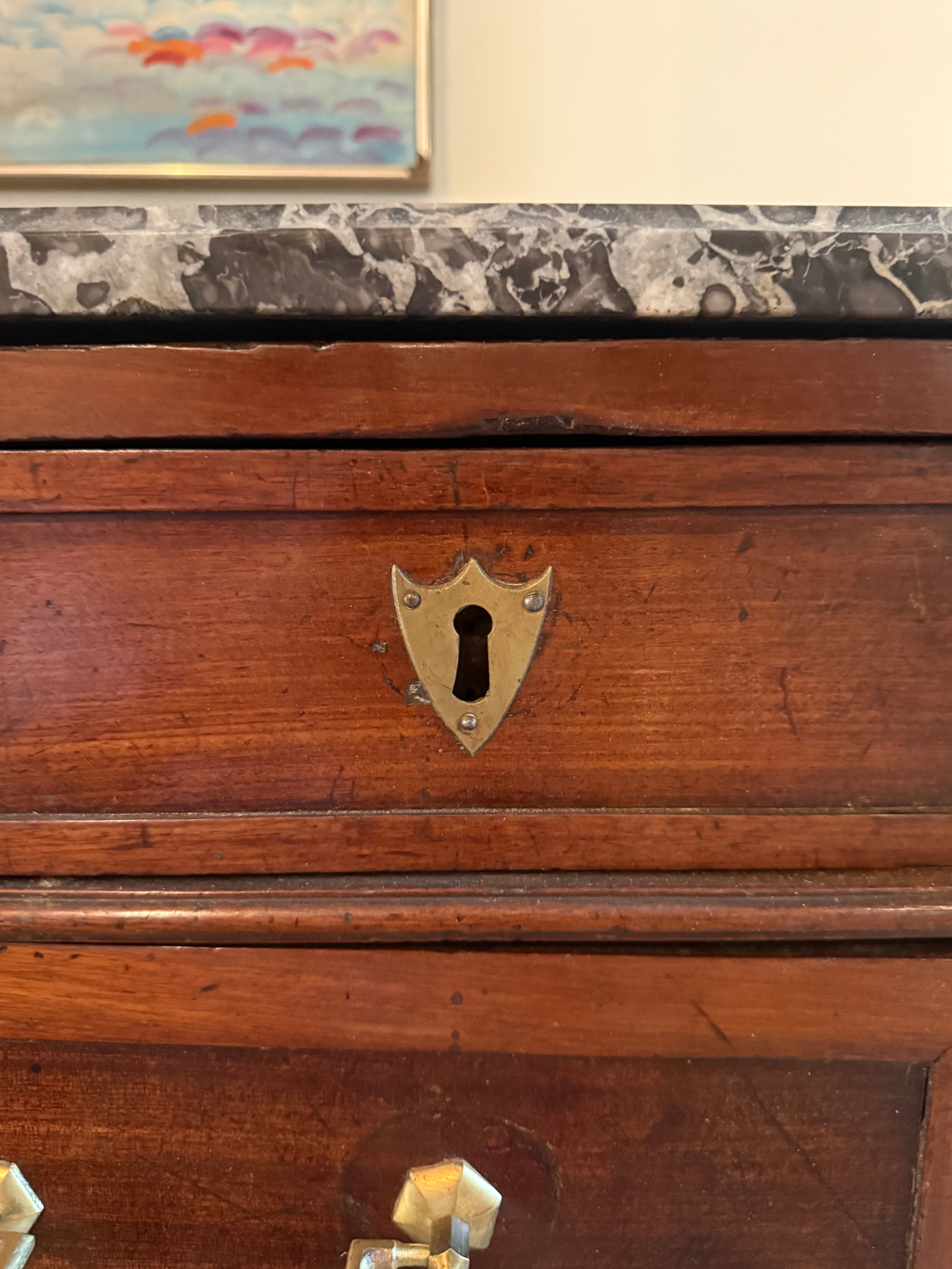 French Mahogany Chest Of Drawers with Petite Granite Top