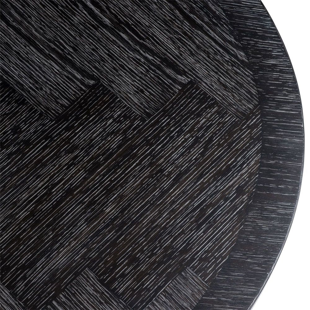 Black Herringbone Oval Oak Dining Table