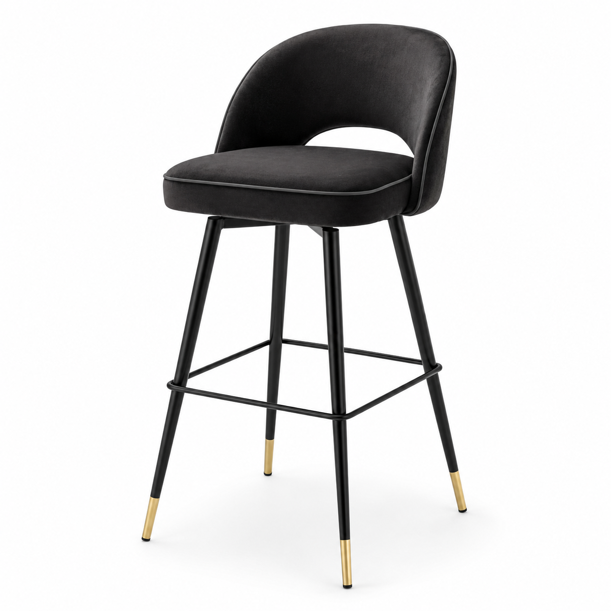 Cliff Bar Stool Pair | Roche Black Velvet