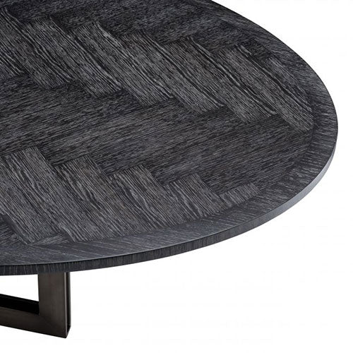 Black Herringbone Oval Oak Dining Table