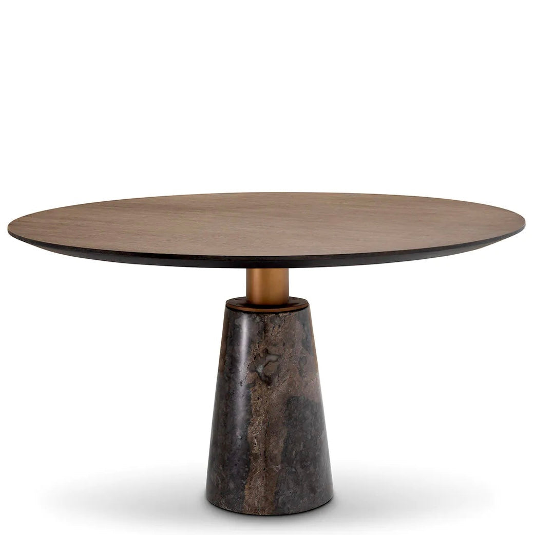 Genova Mocha Oak Dining Table | Marble Base