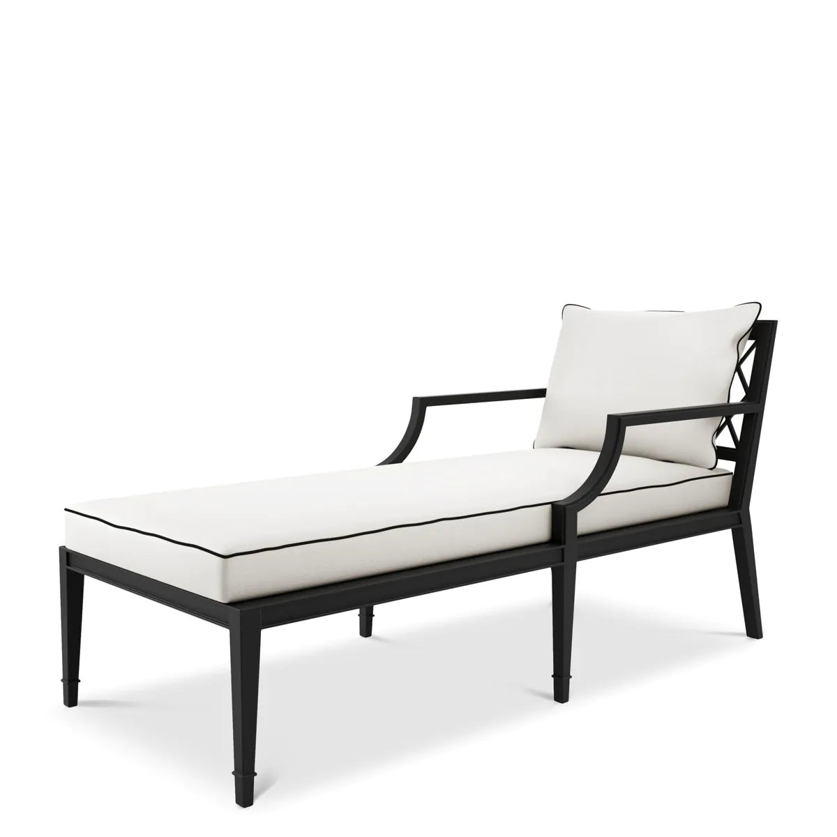 Bella Lattice-Back Chaise Lounge | Black