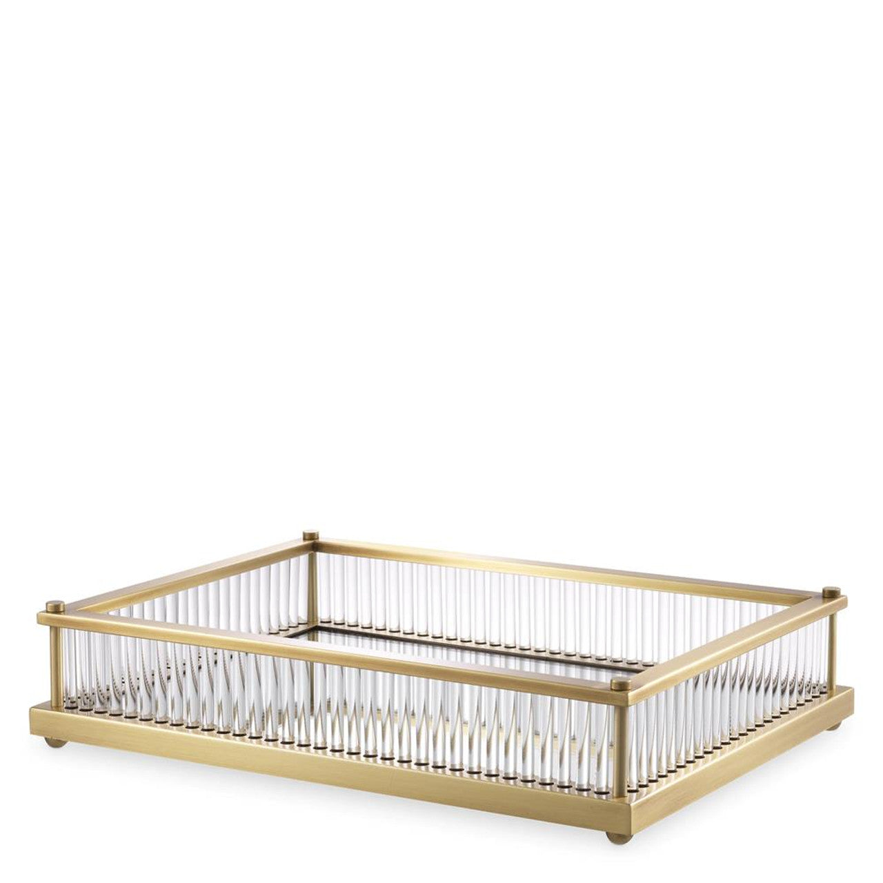 Glass Tube Mirrored Tray | Brass