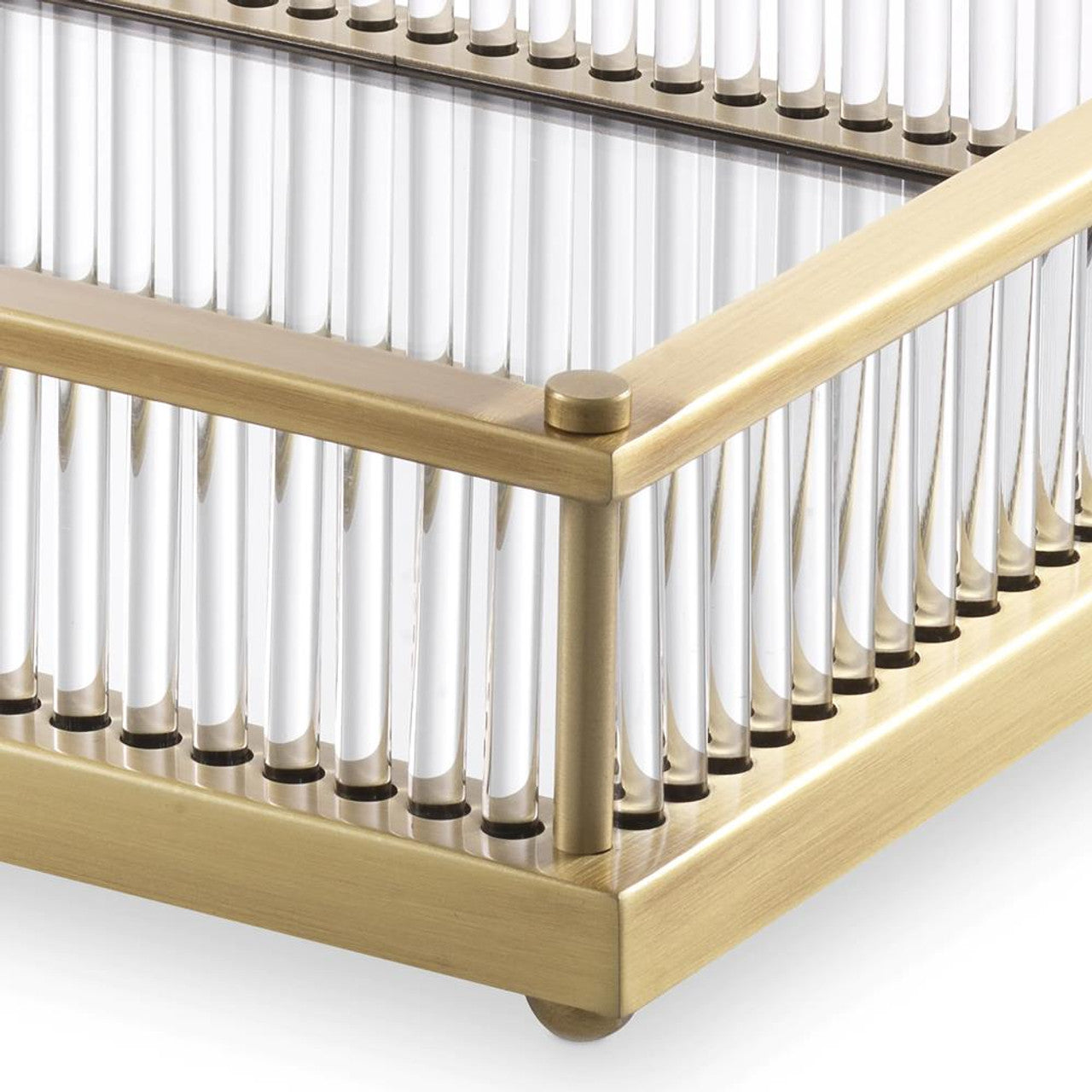 Glass Tube Mirrored Tray | Brass