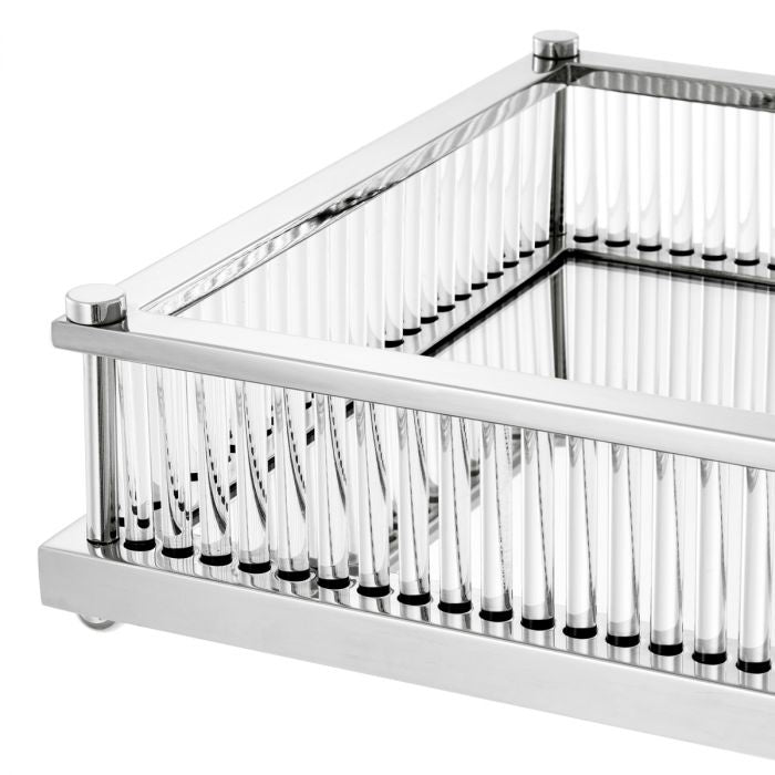 Glass Tube Mirrored Tray | Nickel