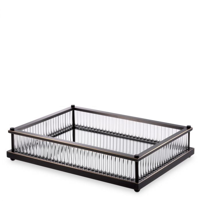 Glass Tube Mirrored Tray | Bronze
