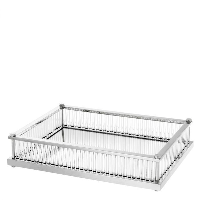 Glass Tube Mirrored Tray | Nickel