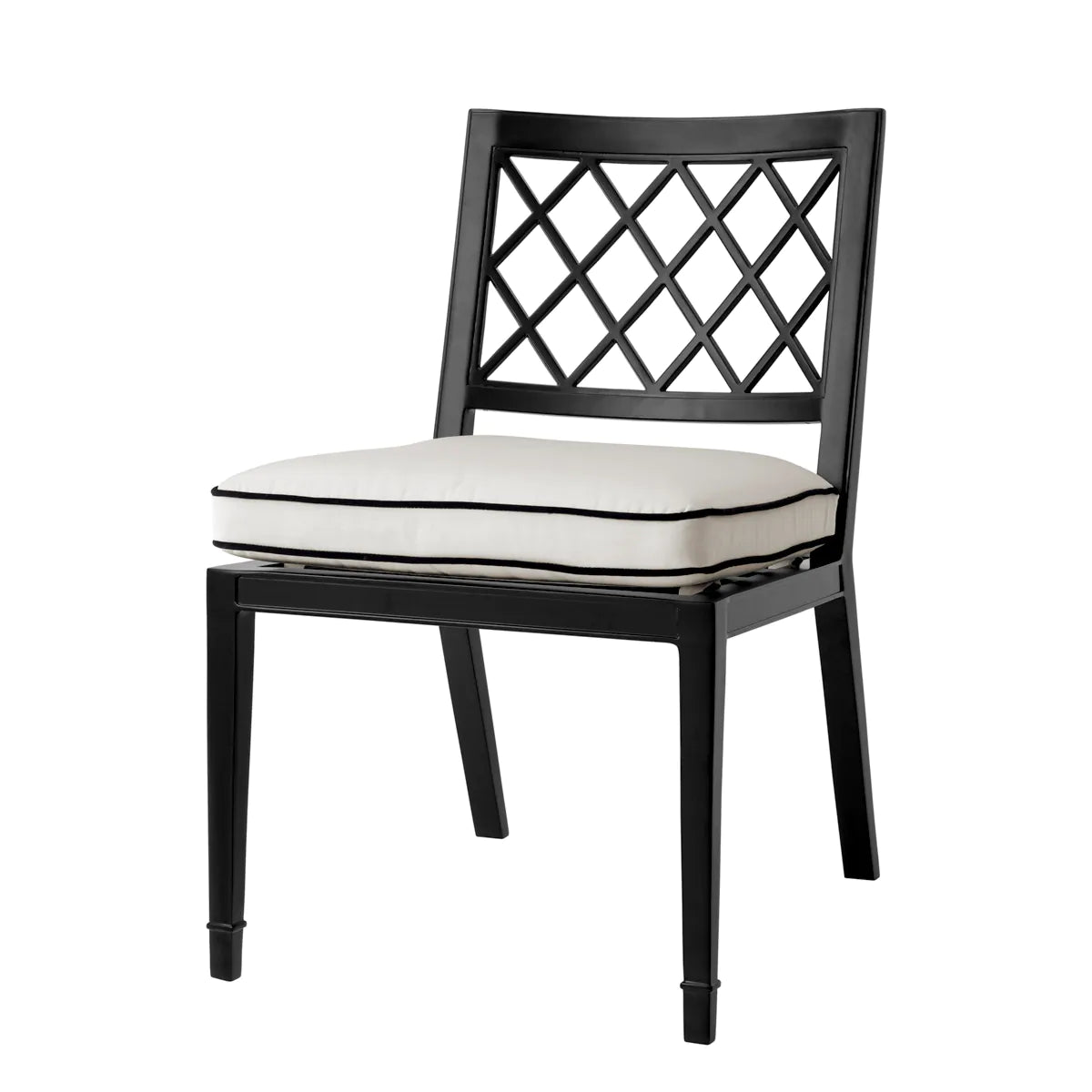 Paladium Lattice-Back Armless Dining Chair | Black