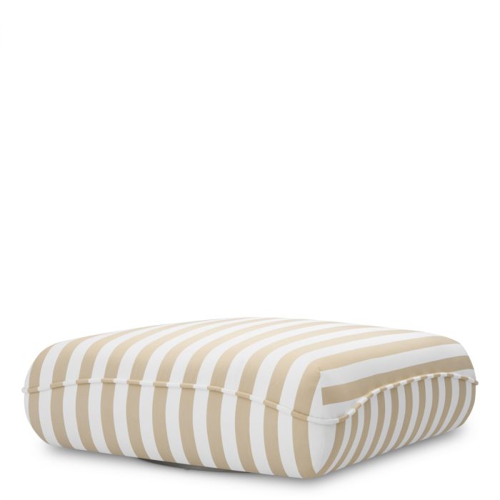 Beige & White Striped Outdoor Ottoman