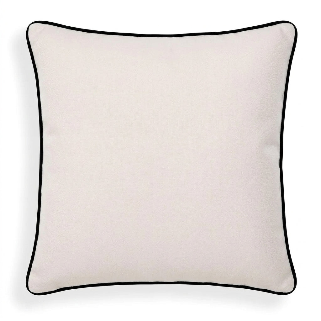 Universal White Outdoor Pillow | Black Piping