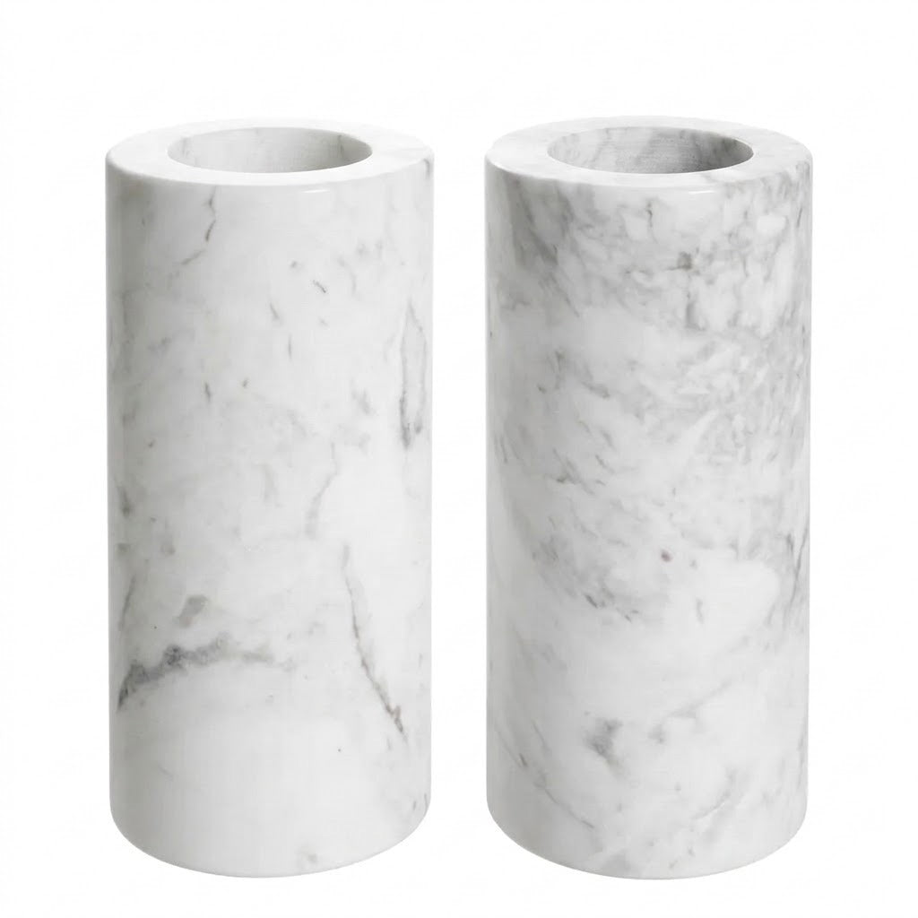 Large White Tobor Tealight Holders | Set of 2