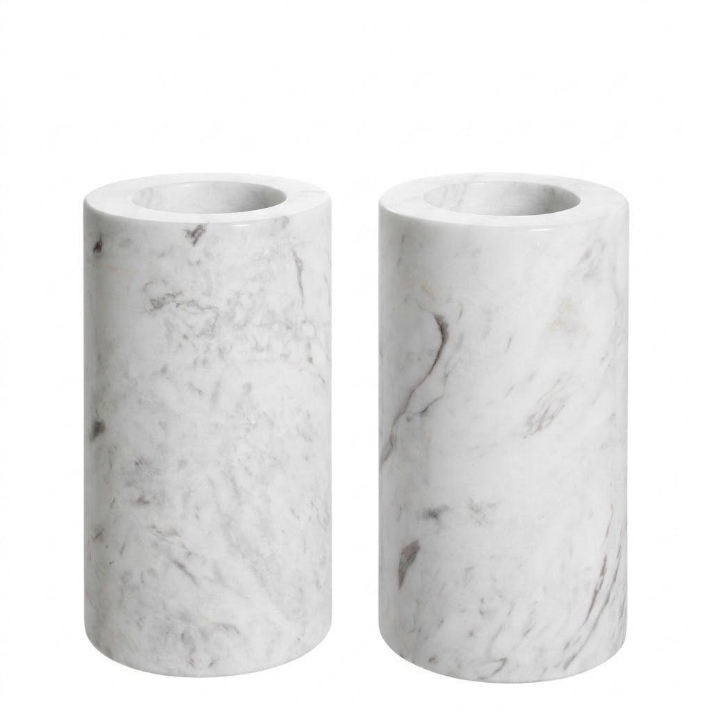 Medium White Tobor Tealight Holders | Set of 2