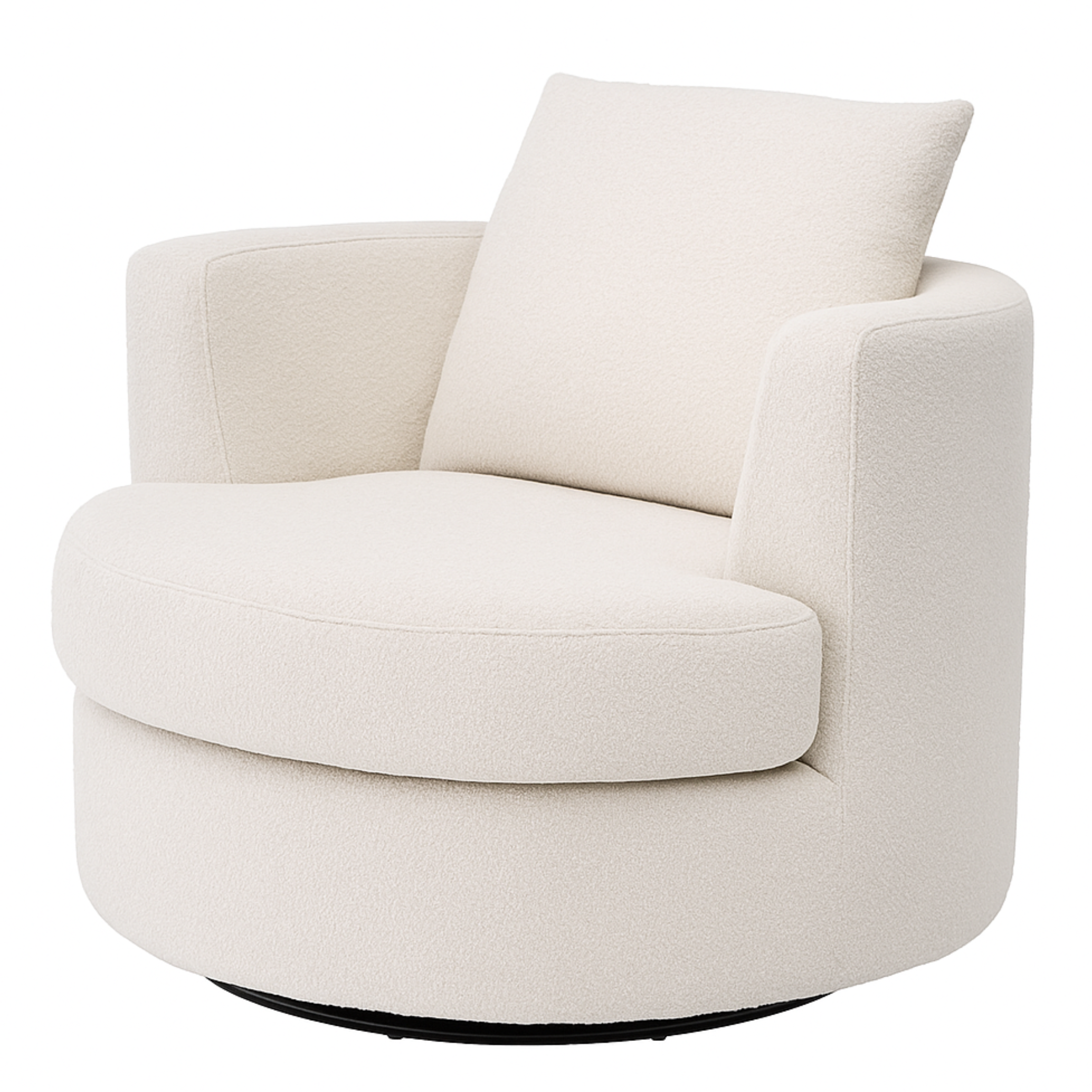 Bouclé Barrel Swivel Chair