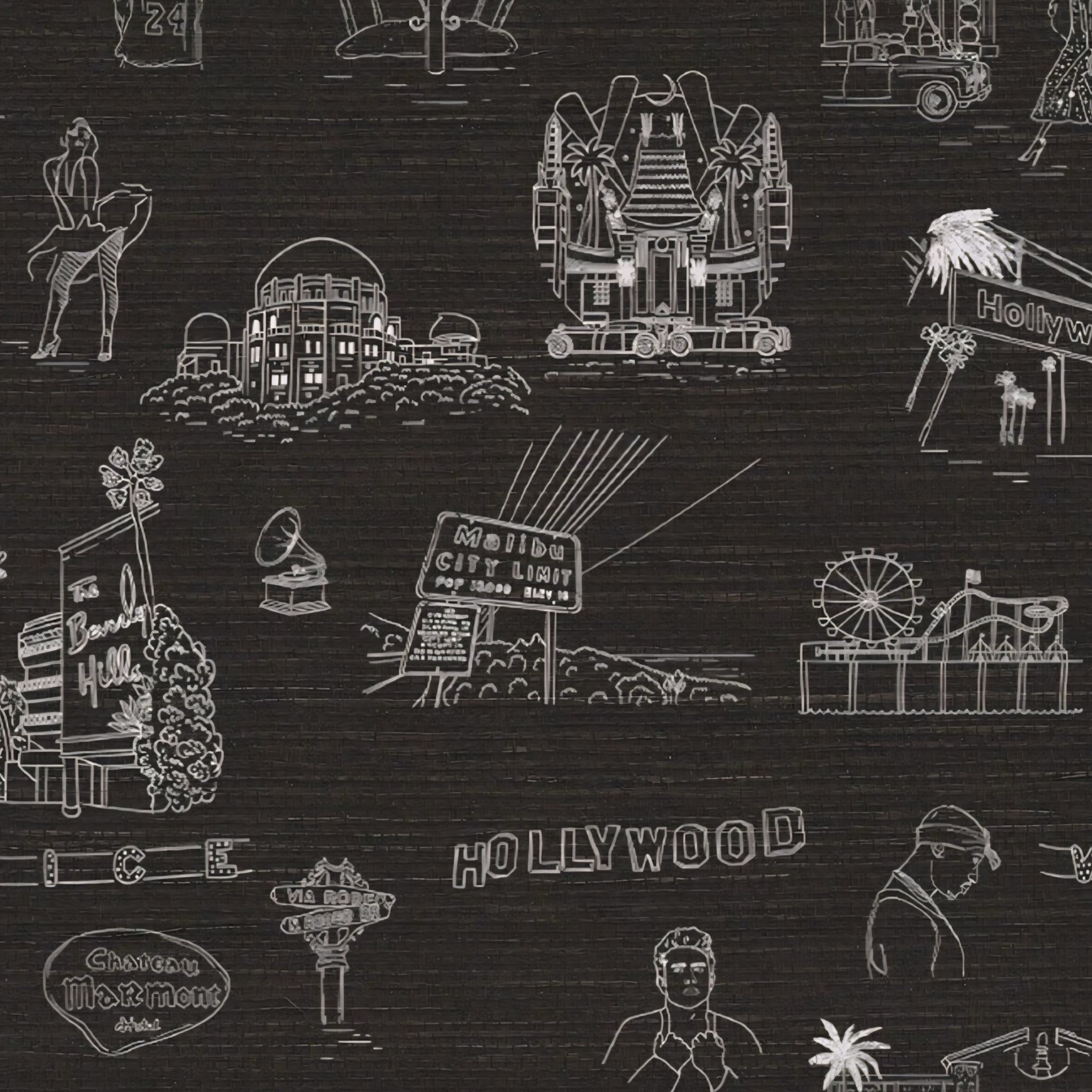 Los Angeles Toile de Jouy Wallpaper