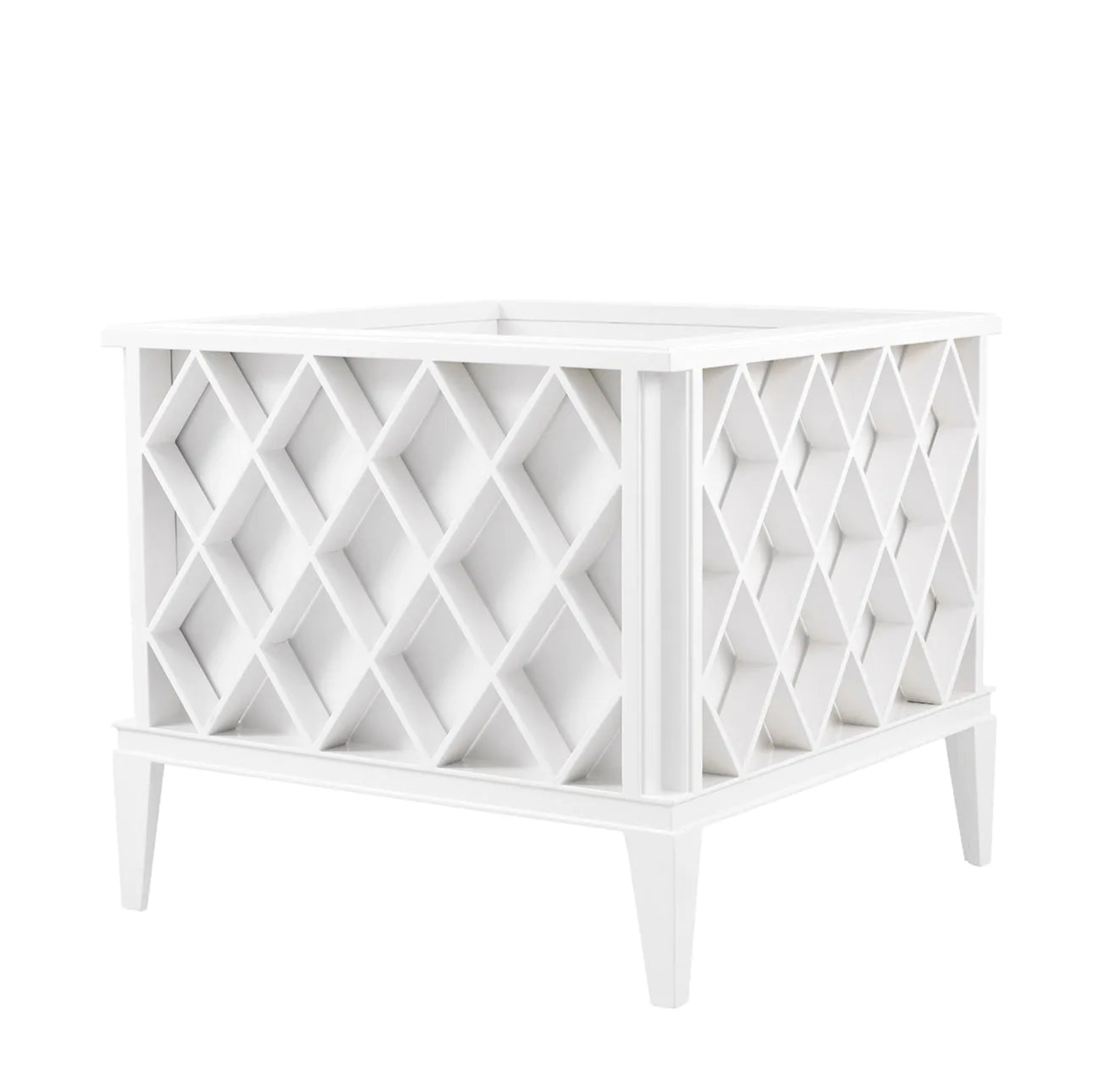 Parisian Lattice Planter | White