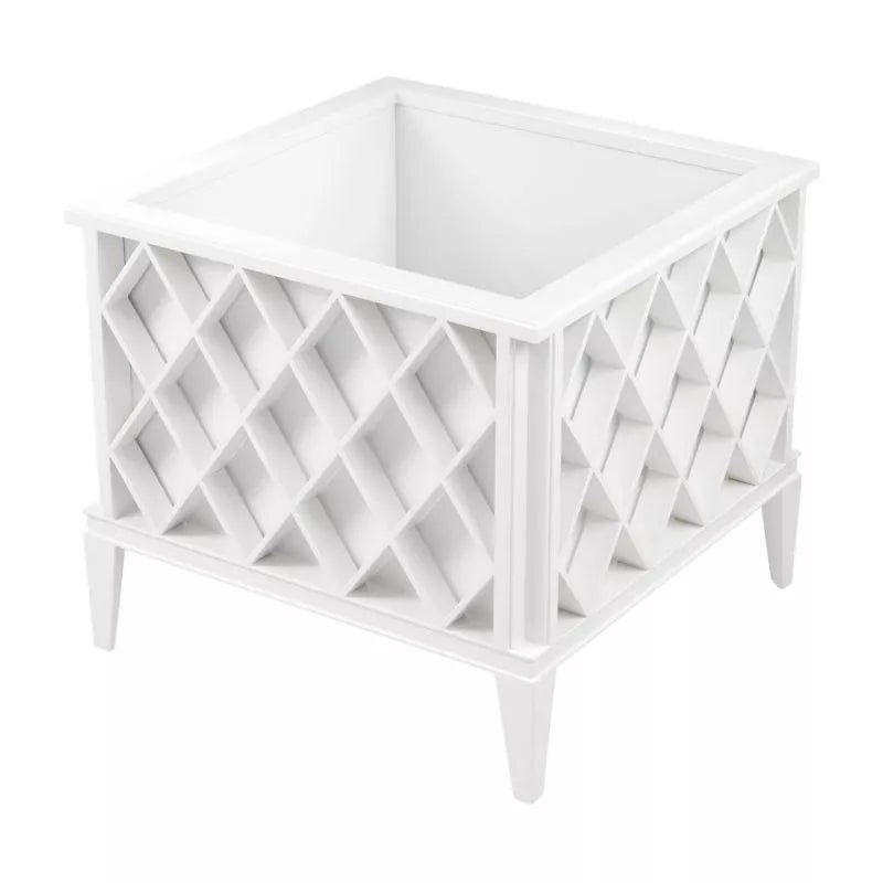 Parisian Lattice Planter | White
