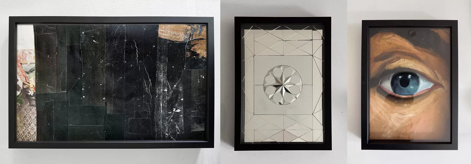 Eye, Black, Mirror Triptych by Tahmineh Javanbakht