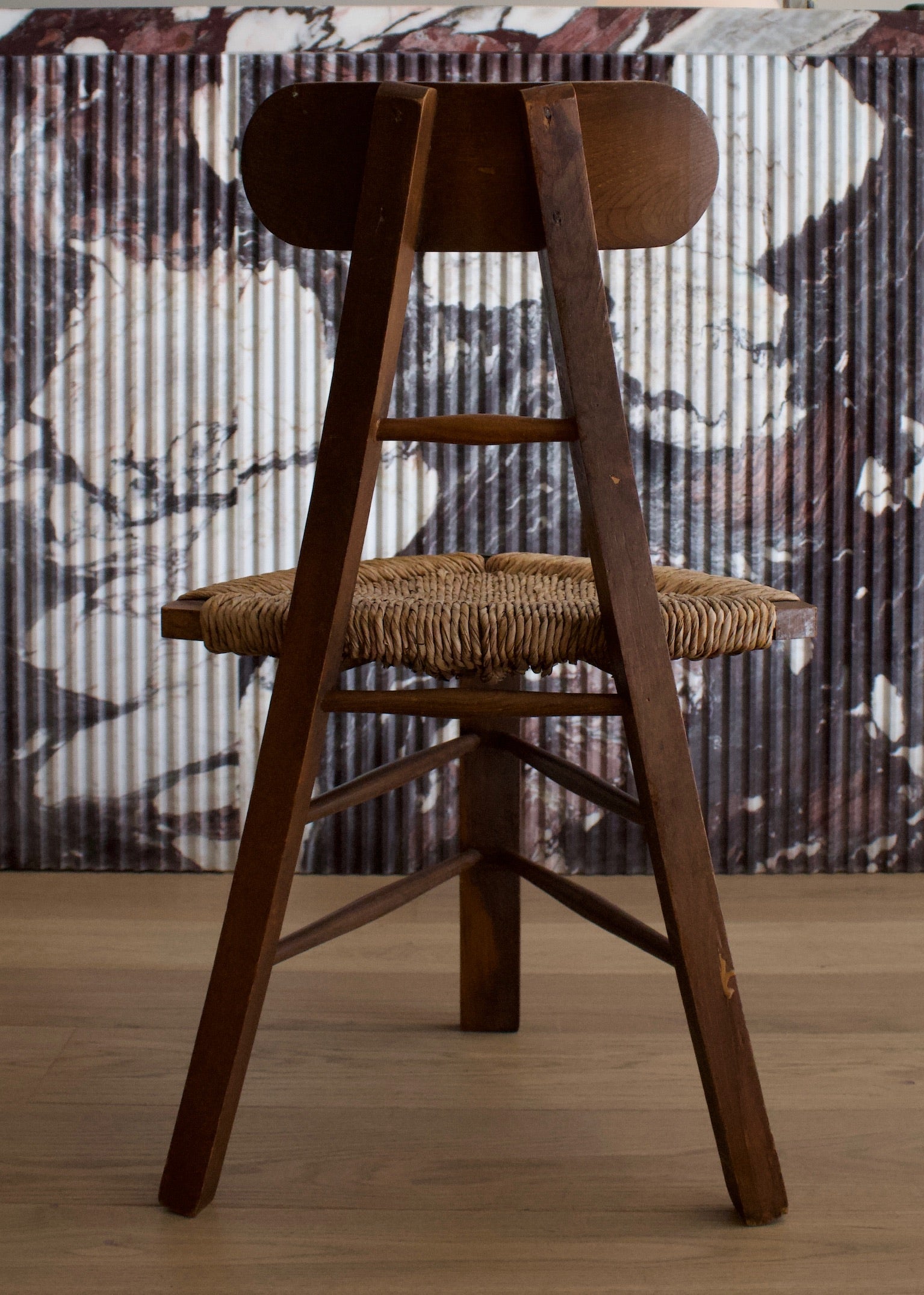 Antique Tripod Chair | Hand-Woven Rush