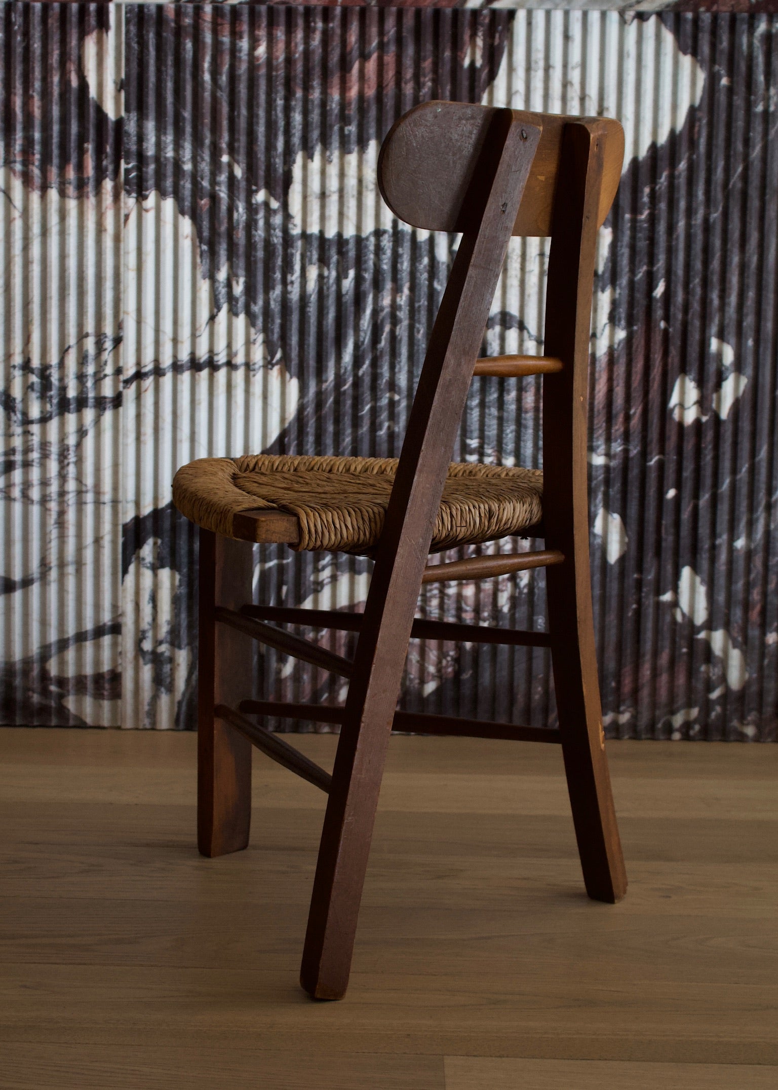 Antique Tripod Chair | Hand-Woven Rush
