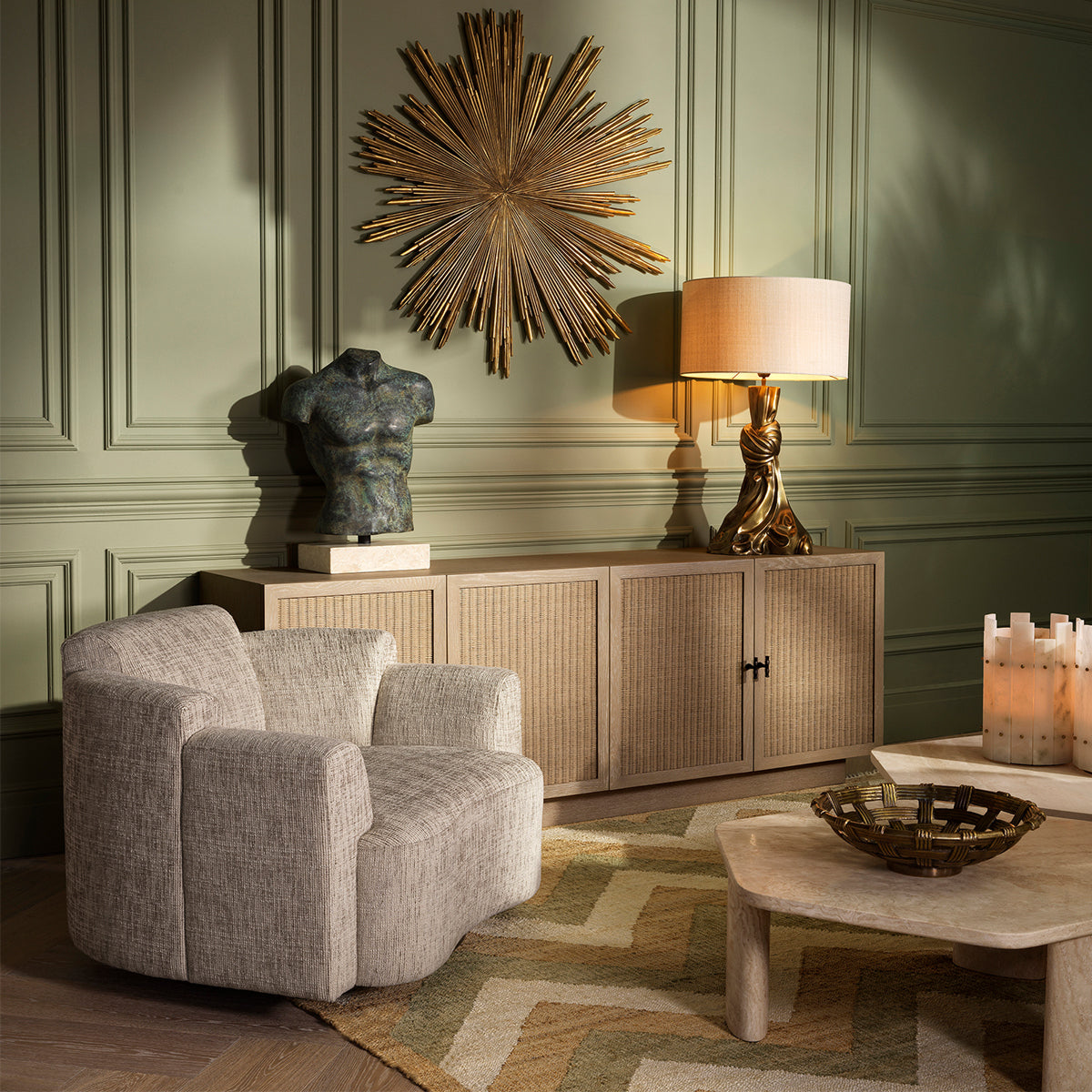 Marbella Swivel Chair | Crestone Beige