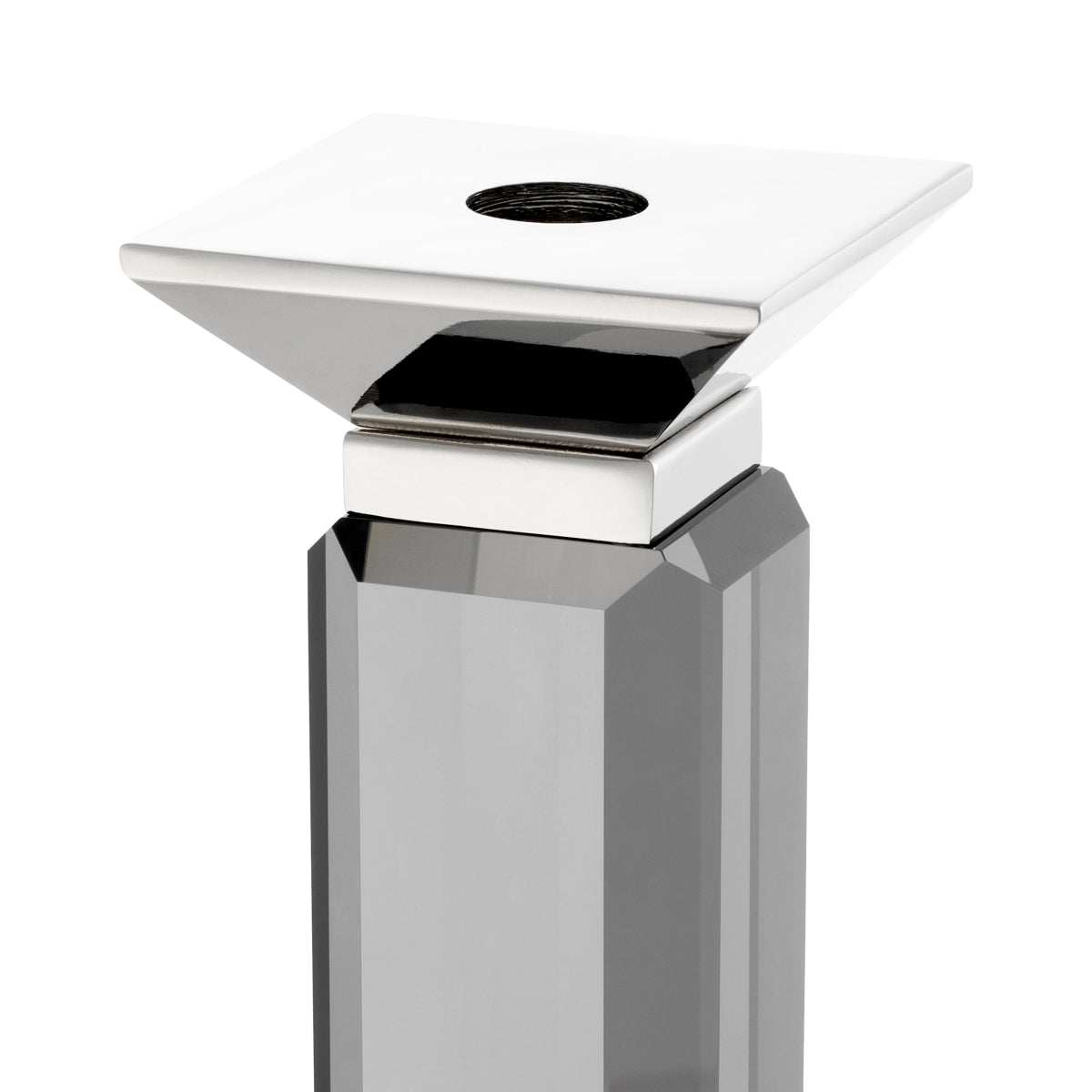 Livia Smoked Crystal Candle Holders | Set of 3