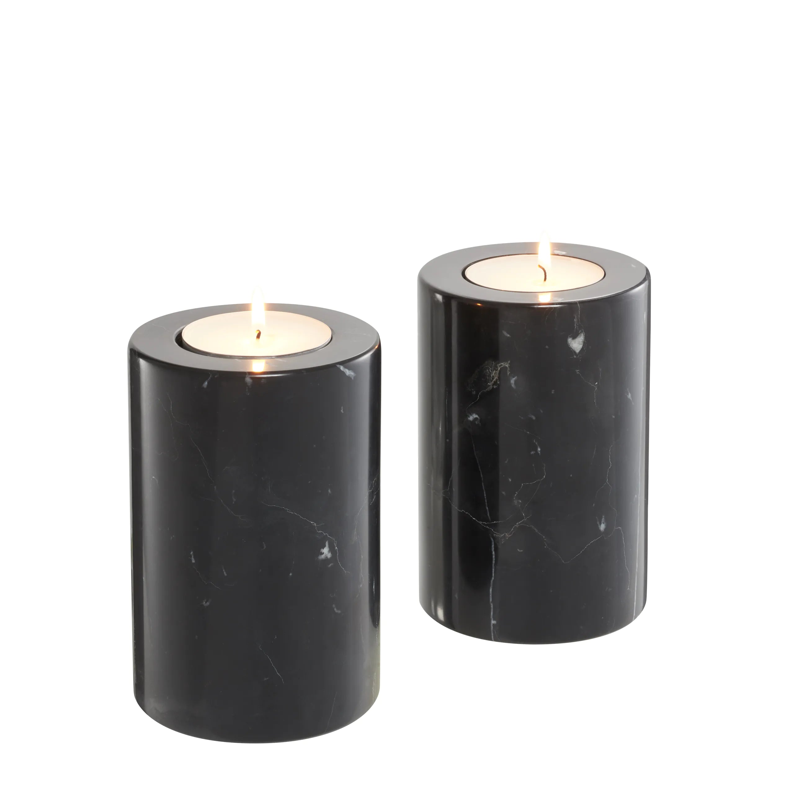 Medium Black Tobor Tealight Holders | Set of 2