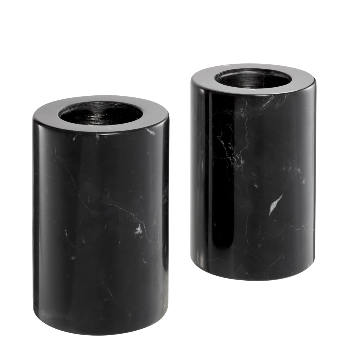 Medium Black Tobor Tealight Holders | Set of 2