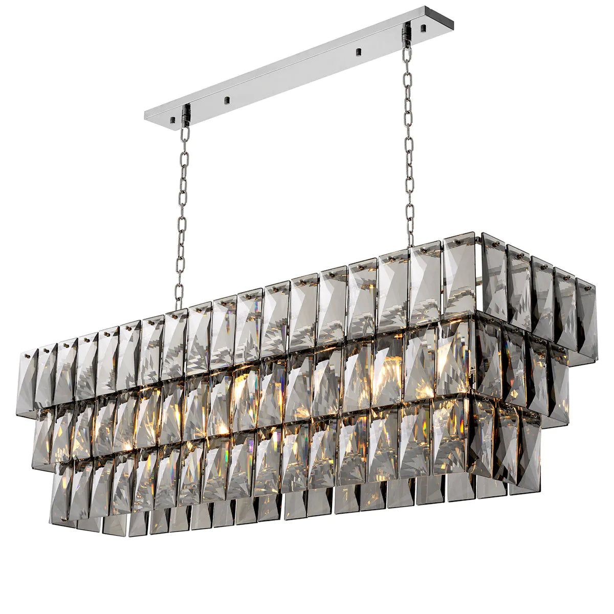 Amazone Linear Chandelier | Smoked Crystal